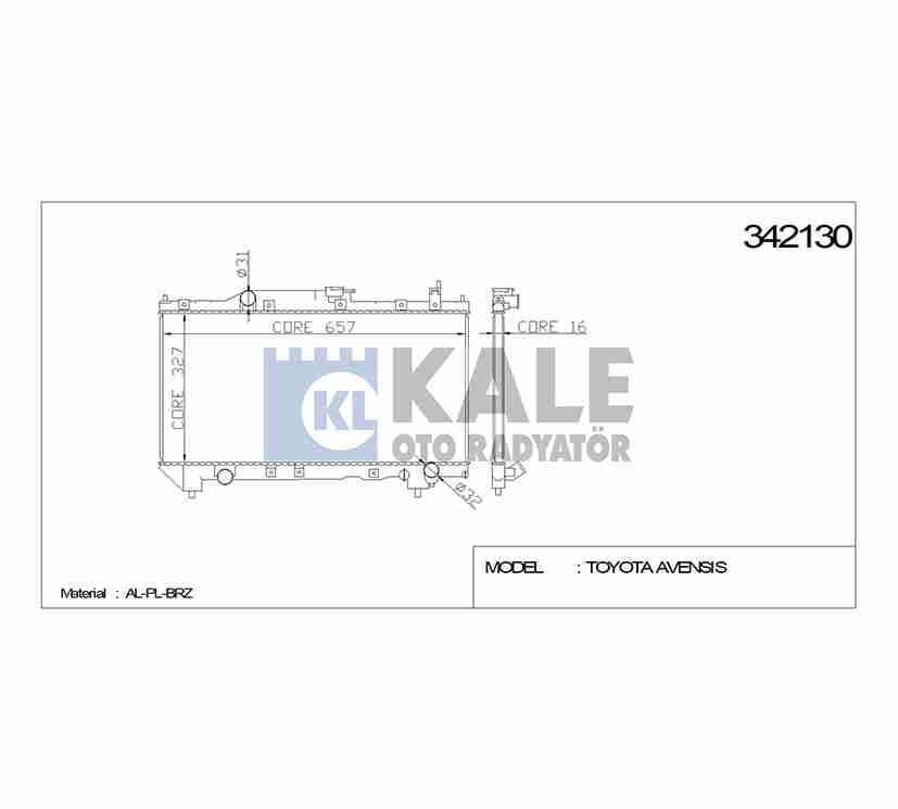 RADYATÖR SU COROLLA 00-02 26mm A-T BRAZING