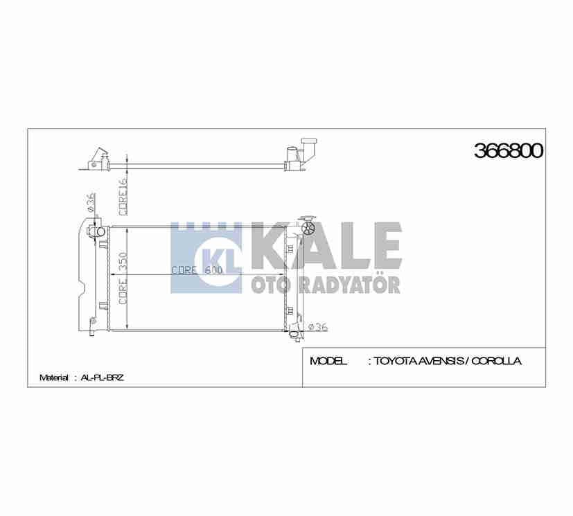 RADYATÖR SU COROLLA 02-07 / AVENSIS 03-08 3ZZ A-T BRAZING