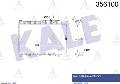 RADYATÖR SU FIESTA VI 08-12 / B-MAX 12= / FIESTA VII 12= / COURIER 14= / 1.25-1.4-1.6 BENZİNLİ MEKANİK ŞANZIMAN
