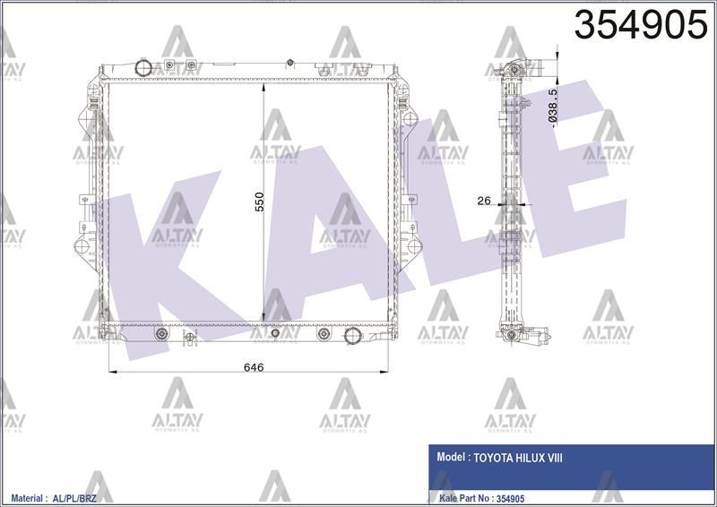 RADYATÖR SU HILUX 15= REVO 2.8cc  A-T BRAZING