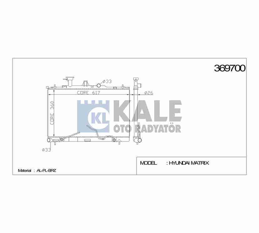 RADYATÖR SU MATRIX 06-11 / DİZEL - BENZİNLİ / 26mm A-T BRAZING