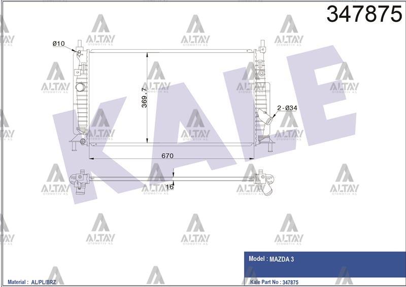 RADYATÖR SU MAZDA 3 09-14 (AT/M-T) BRAZING