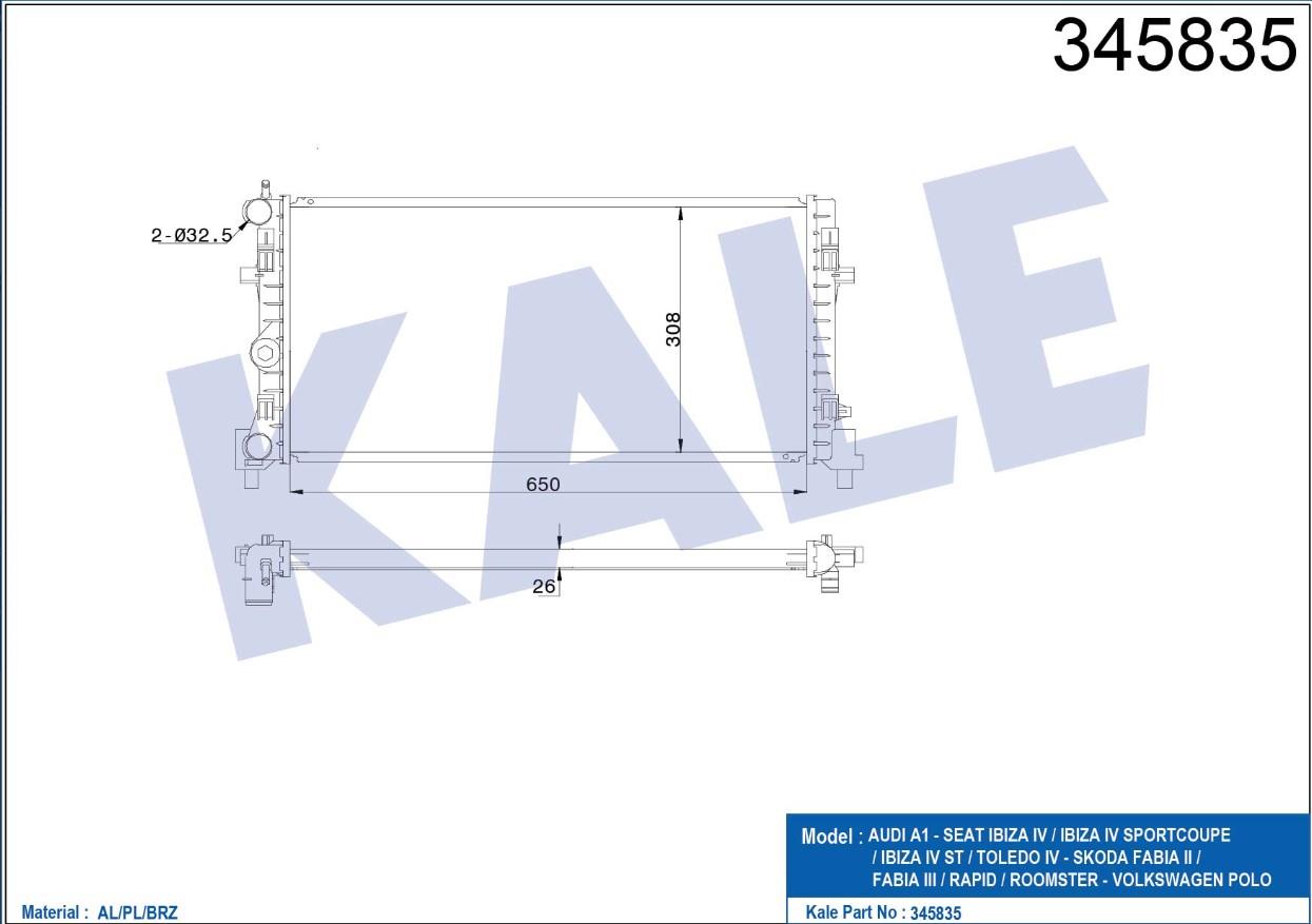 RADYATÖR SU POLO / FABIA / IBIZA 10= CGPB-CGPA-CGGB-CUSA-CUSB-CFWA 1.2-1.4 TDI BRAZING