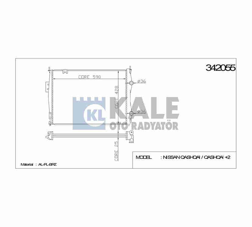 RADYATÖR SU QASHQAI 07-13 / QASHQAI+2 1.6 - 2.0 BENZİNLİ 26mm (AT/M-T) BRAZING