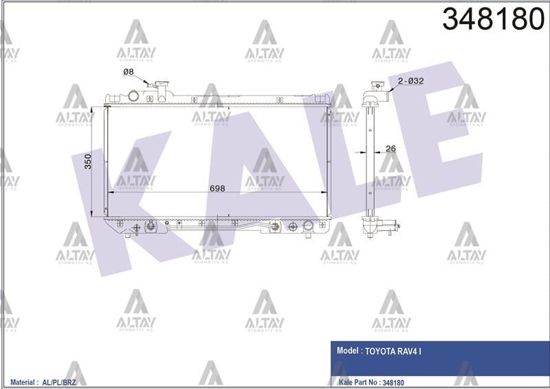 RADYATÖR SU RAV-4 94-97 2.0 26mm 4x4 A-T BRAZING