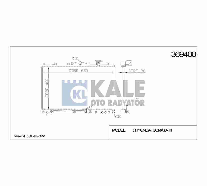 RADYATÖR SU SONATA 93-97 400x680x26 A-T BRAZING