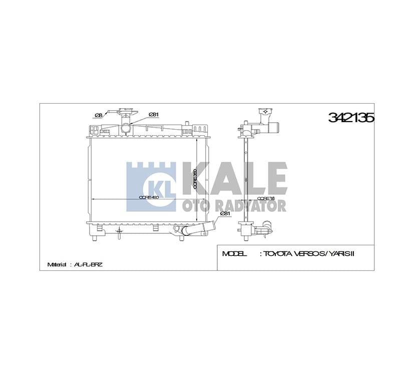 RADYATÖR SU YARIS 10-16 1.33 BENZİNLİ 16mm M-T BRAZING