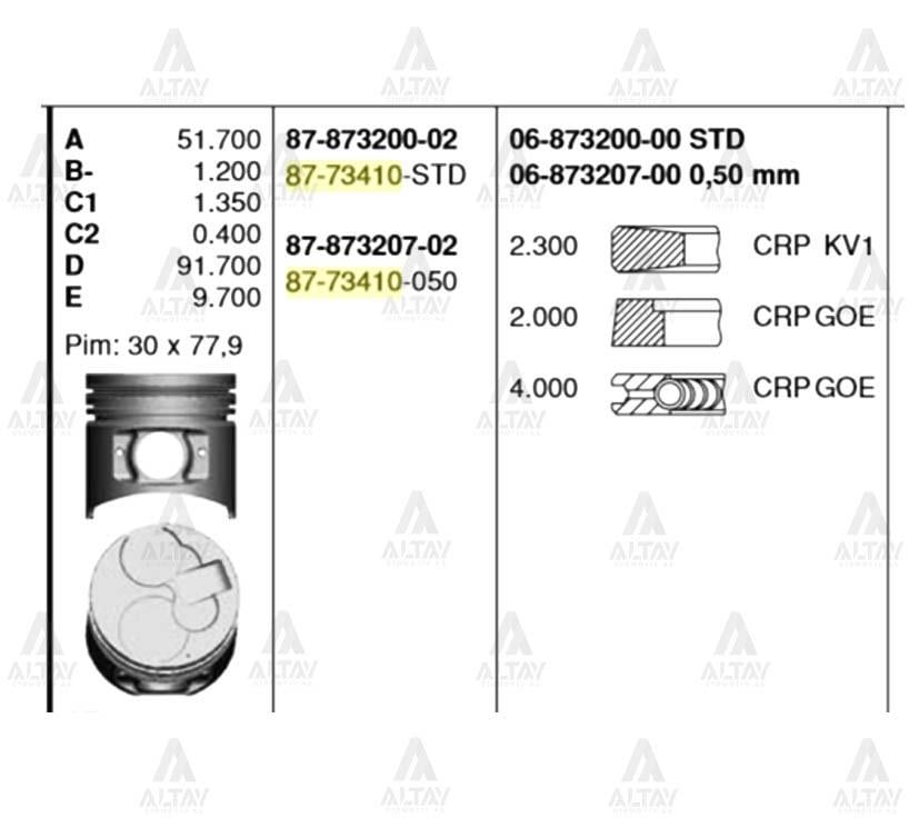 SEGMAN CANTER 511 / 711 / PAJERO 4M40 050