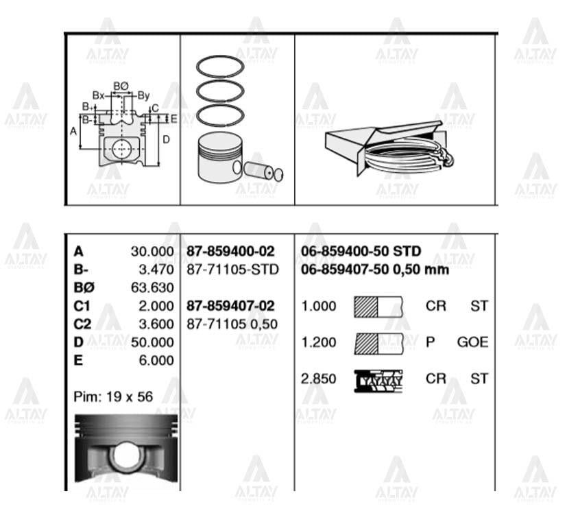SEGMAN CIVIC 96-01 / HRV 99-07 1.6 D16Y4-D16W1 75.00mm 050