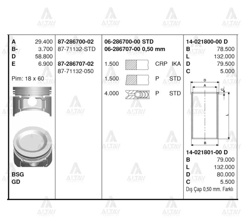 SEGMAN EXCEL 90-94 / LANCER 89-94 1.5 4G15 75.50mm STD