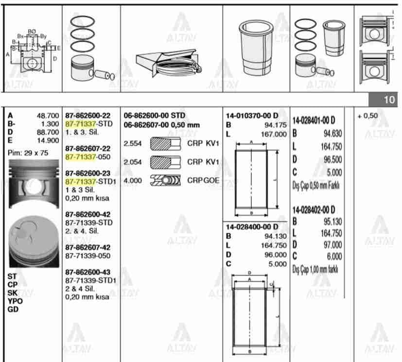 SEGMAN STAREX 02-08 / BONGO K-2500 / KMY 05-12 / PREGIO 05= STD