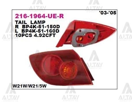 STOP LAMBASI MAZDA-3 03-05 HB. KIRMIZI DIŞ SOL