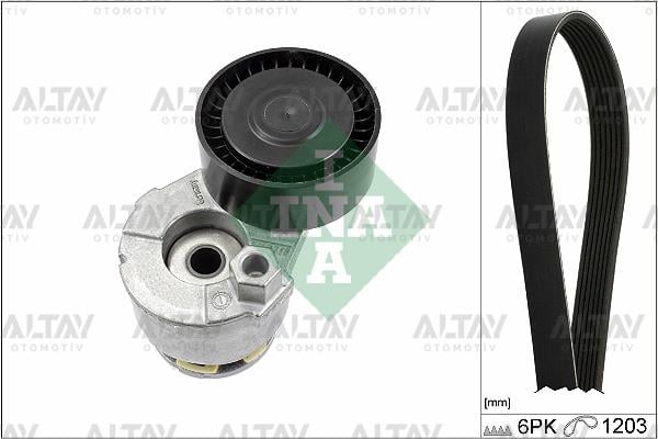VANTİLATÖR GERGİ SETİ MEGANE / CLIO / KANGOO / FLUENCE / CAPTUR / KADJAR / QASHQAI / MERCEDES C180 / 08= / 6PK1203 KAYIŞLI