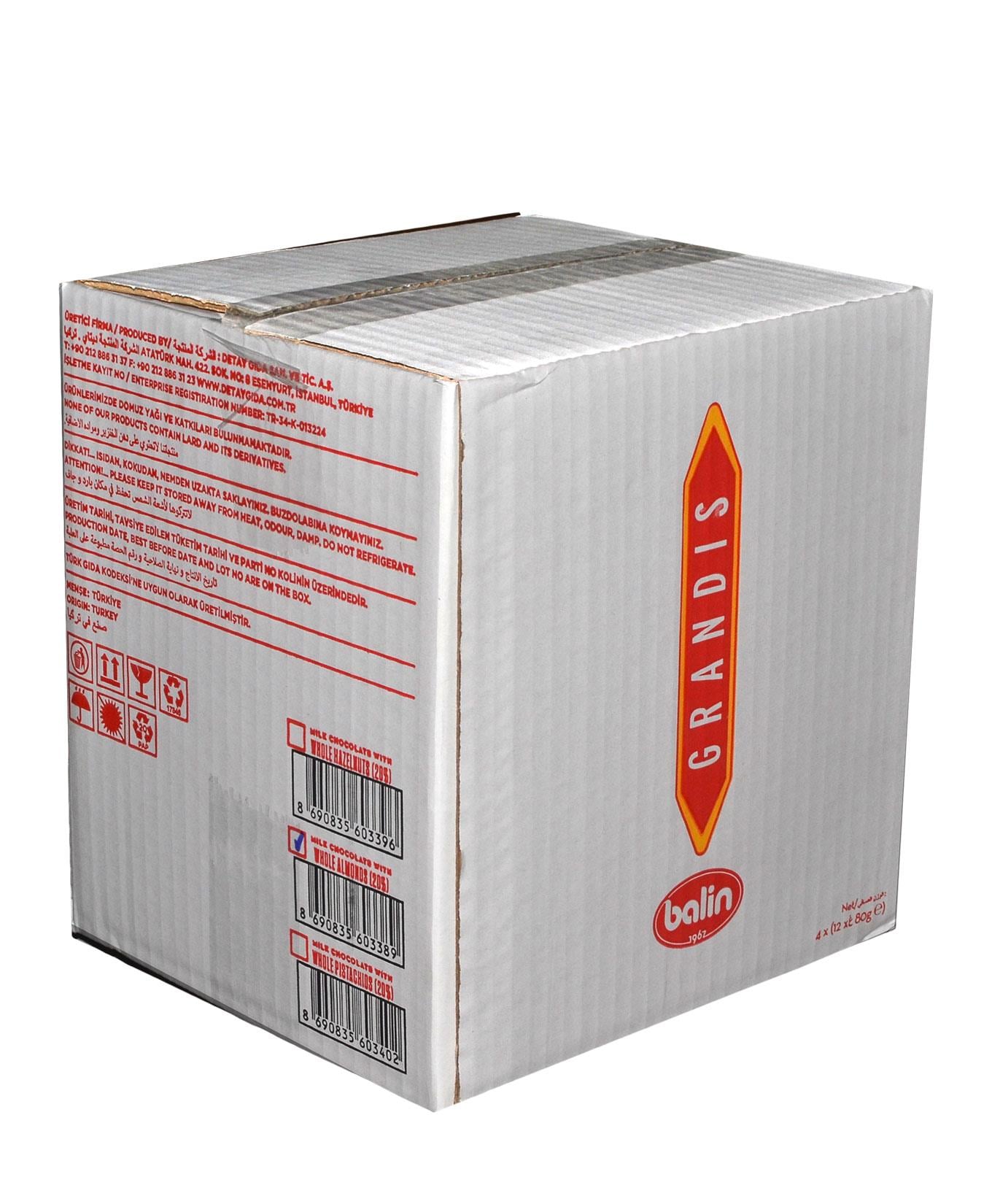 Balin Grandis Bütün Bademli Sülü Çikolata 80 g x 48 Adet Koli