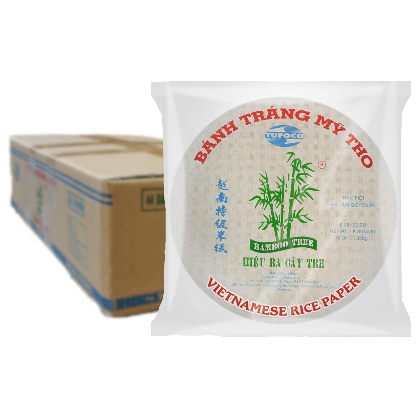 Bamboo Tree Pirinç Yufkası 22 cm 340 g x 44 Adet - Glutensiz Rice Paper Ekonomik Koli