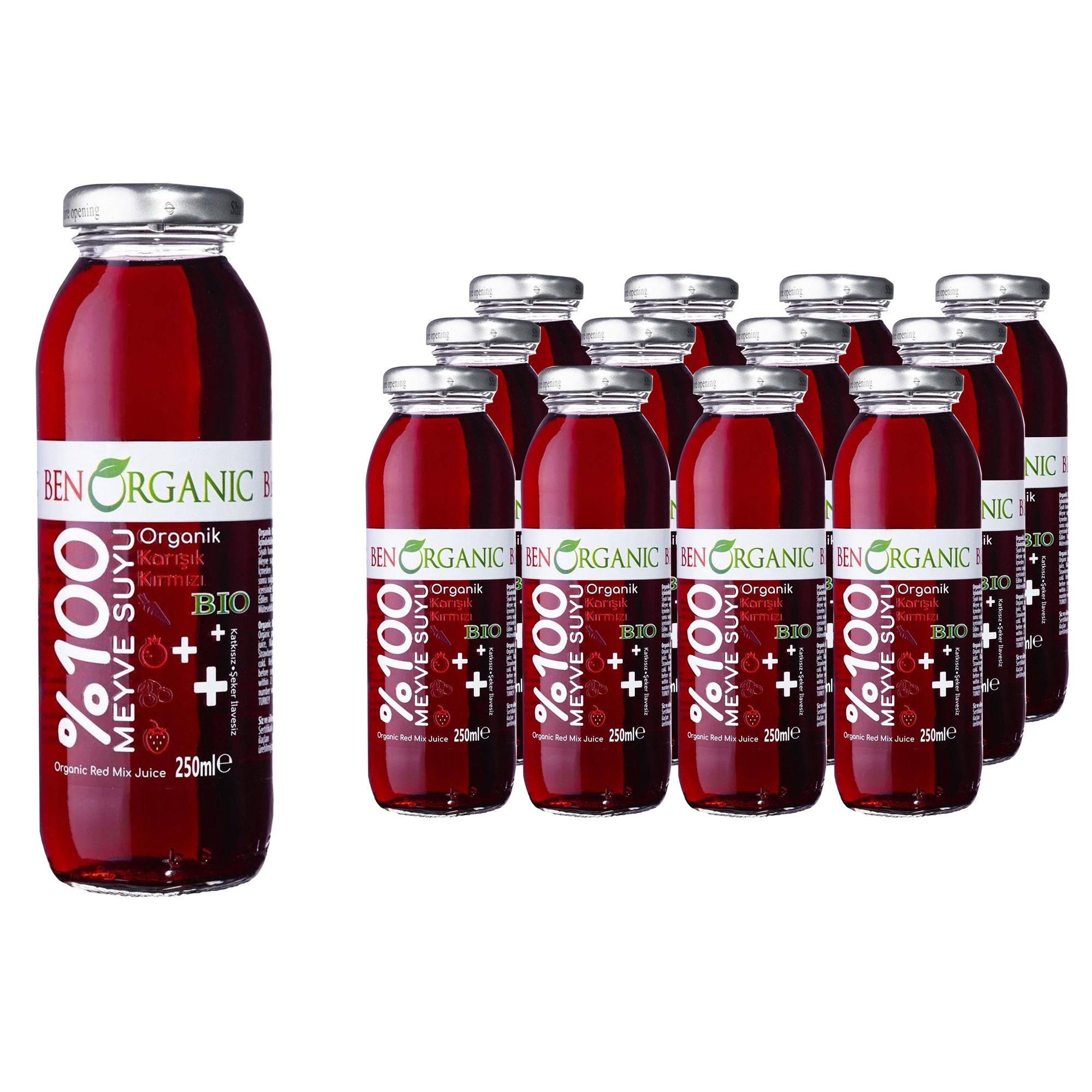 BENORGANIC Organik Nar Suyu 250 ml x 12 Adet Cam Şişe