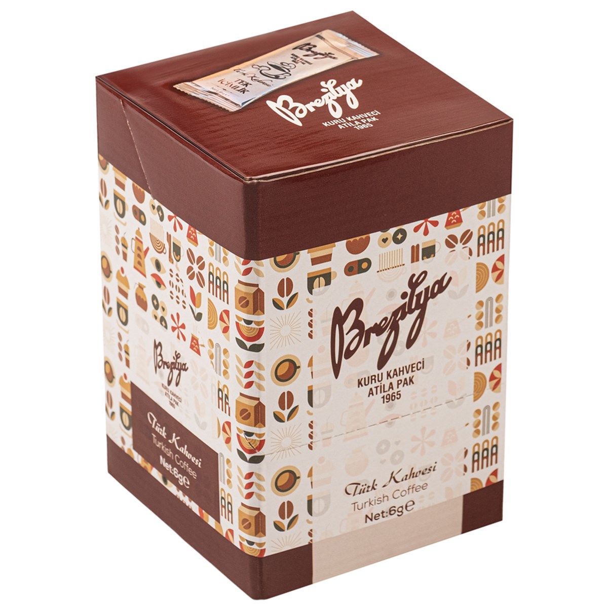 Brezilya Kuru Kahveci Atilla Pak Tek İçimlik Orta Kavrulmuş Türk Kahvesi 12'li Kutu (12 x 6 g)
