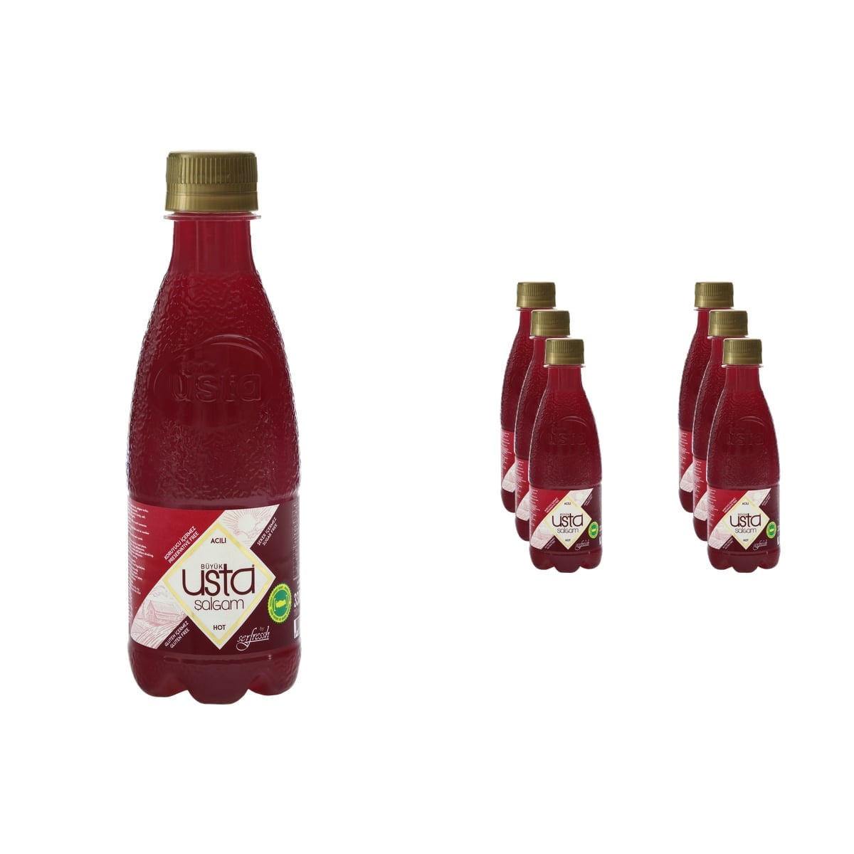 Büyük Usta Acılı Adana Şalgamı 330 ml Pet Şişe x 6 Adet