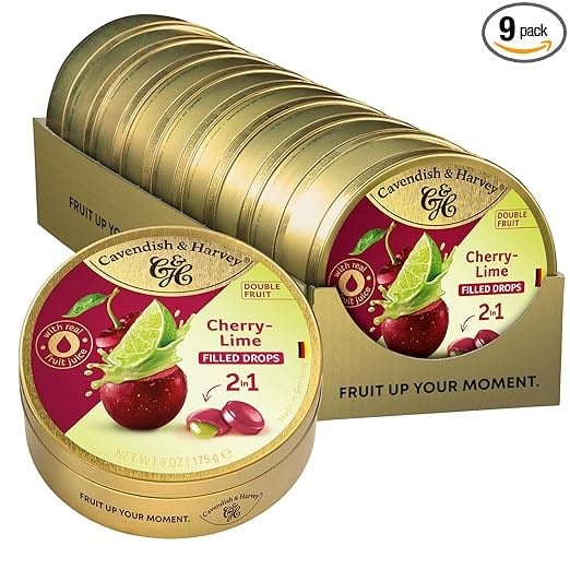 Cavendish & Harvey Cherry-Lime Dolgulu Sert Şekerleme 175 g x 9 Adet (Kutu)