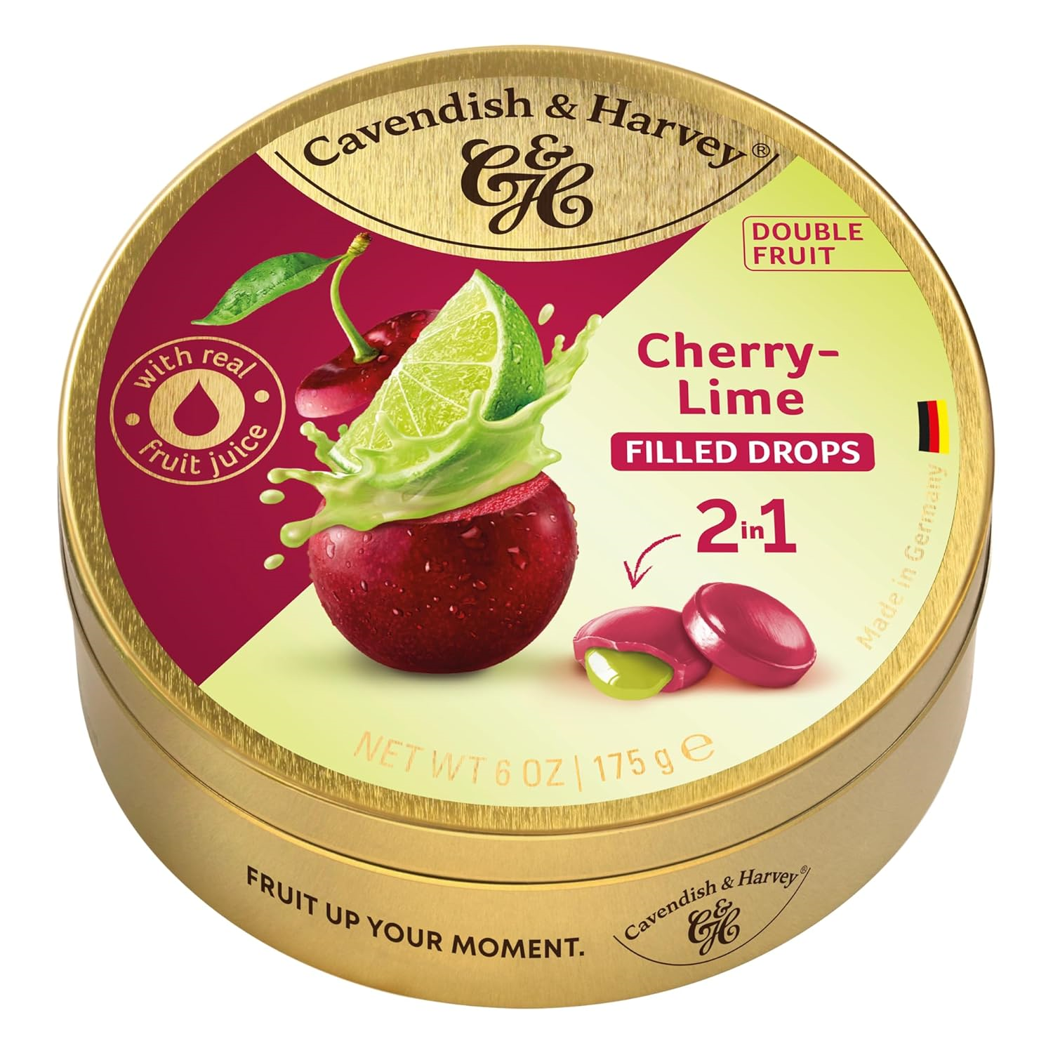 Cavendish & Harvey Double Fruit Drops Cherry Lime Vişne ve Misket Limonu Aromalı Dolgulu Şekerleme 175 g x 2 Adet