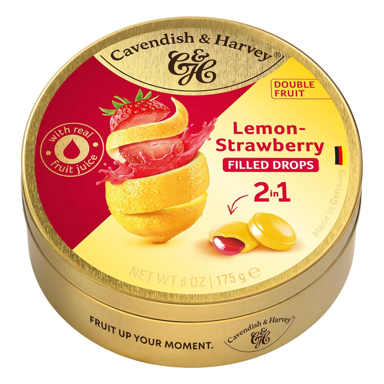 Cavendish & Harvey Double Fruit Drops Lemon Strawberry Limon ve Çilek Aromalı Şekerleme 175 g