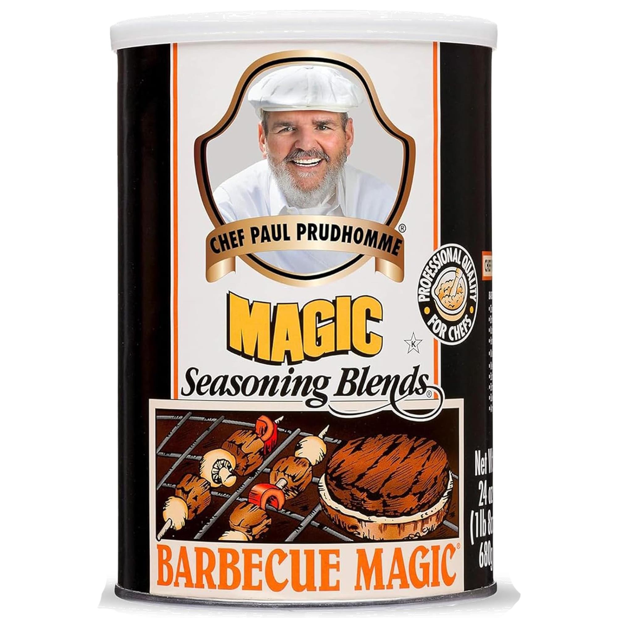 CHEF PAUL PRUDHOMME'S MAGIC Seasoning Blends Barbekü Baharatı | Izgara ve Tütsüleme için Çok Amaçlı Baharat | İsli, Hafif Biberli Barbekü Baharatı | Tavuk, Kaburga ve Burgerler için Barbekü Baharatı | 680g x 4 Adet