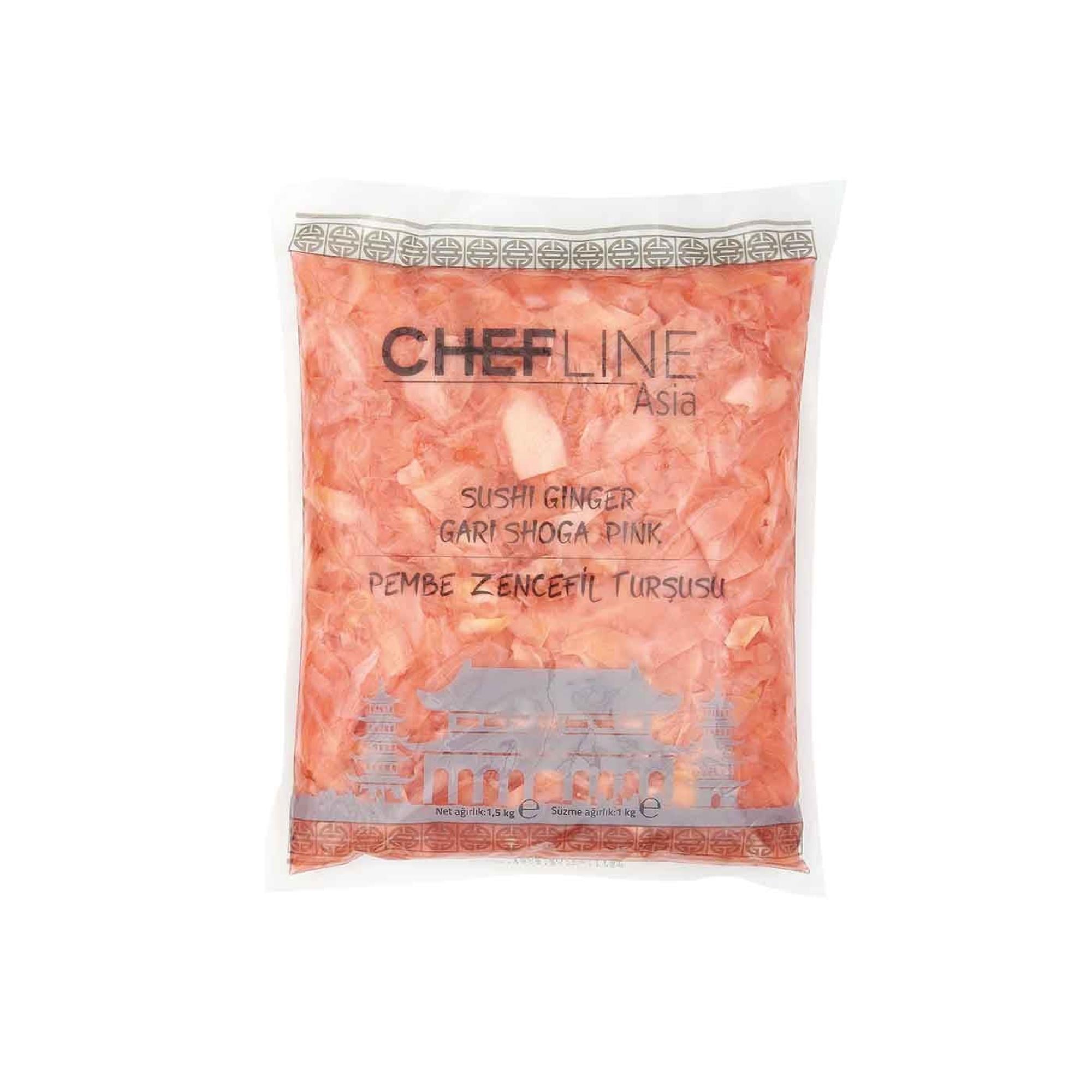 Chefline Asia Gari Shoga Pembe Zencefil Turşusu 1,5 Kg x 10 Adet