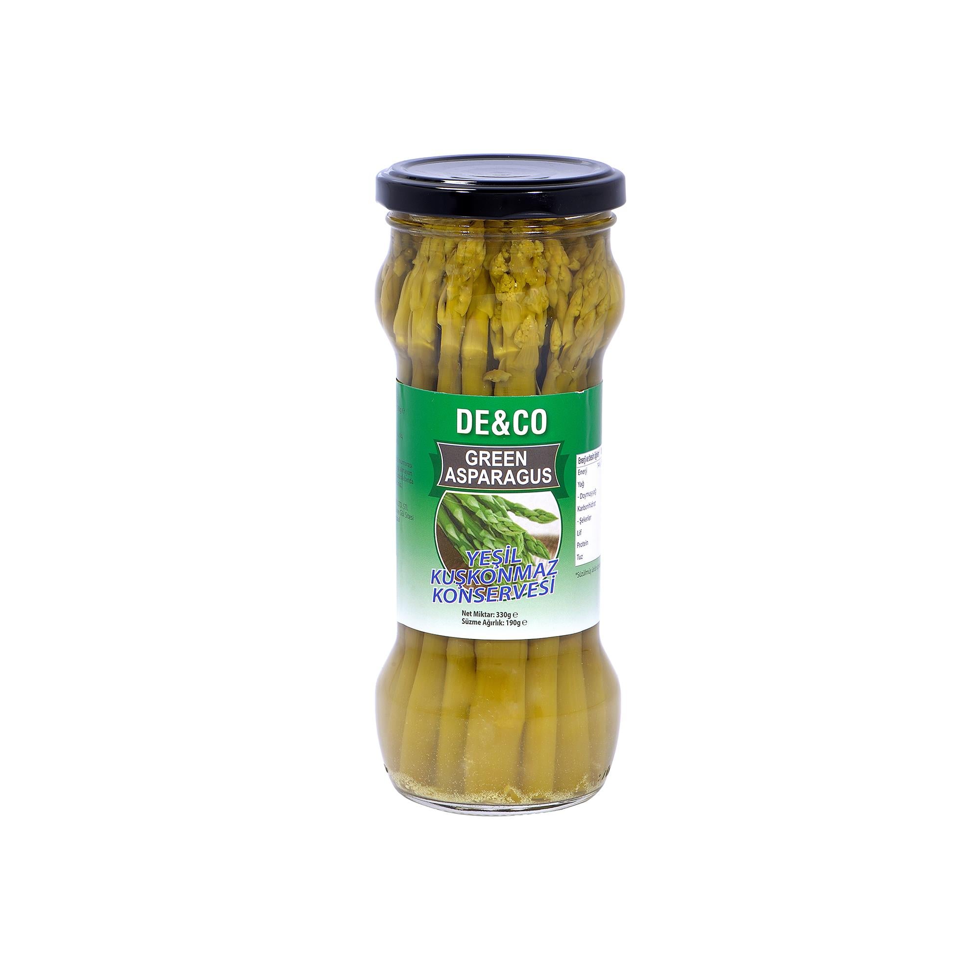De&Co Green Asparagus | Yeşil Kuşkonmaz | Kuşkonmaz Sapları | Ekonomik Paket | 330g x 12 Adet
