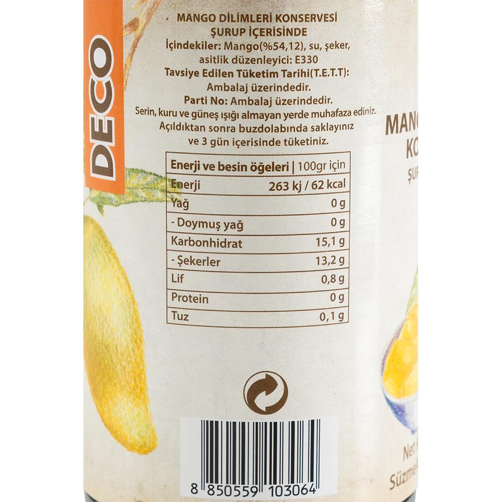 DeCo Mango Dilimleri Meyve Konservesi 425g