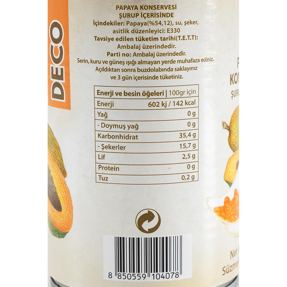 DeCo Papaya Meyve Konservesi 425g
