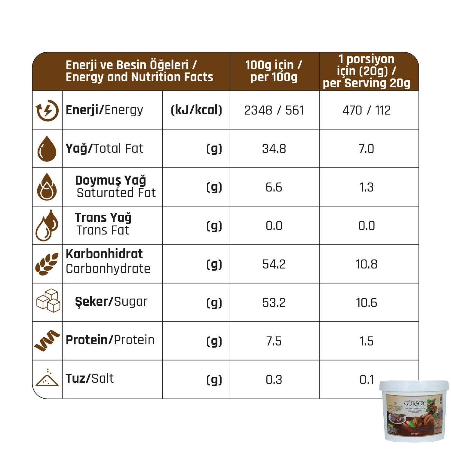 Gürsoy Kakaolu Fındık Kreması 10kg Plastik Kova