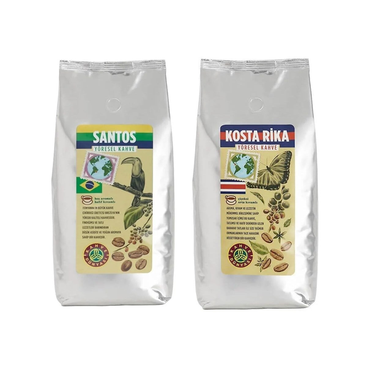 Kahve Dünyası Santos ve Kosta Rika Çekirdek Kahve Seti 1 kg x 2 Adet