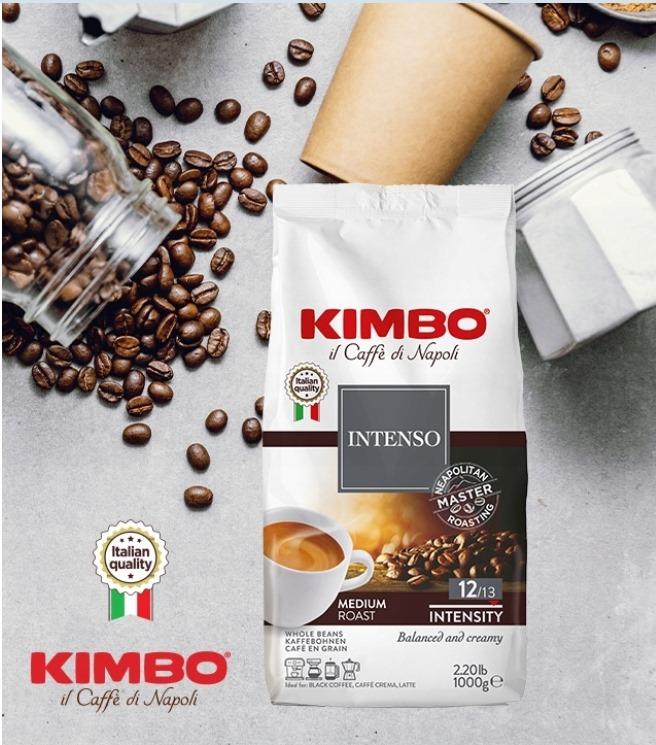 Kimbo Intenso Çekirdek Kahve | Orta Kavrulmuş | 12/13 Yoğunluk | Dengeli ve Kremsi | İtalya'da Harmanlanmış ve Kavrulmuş | 1 Kg