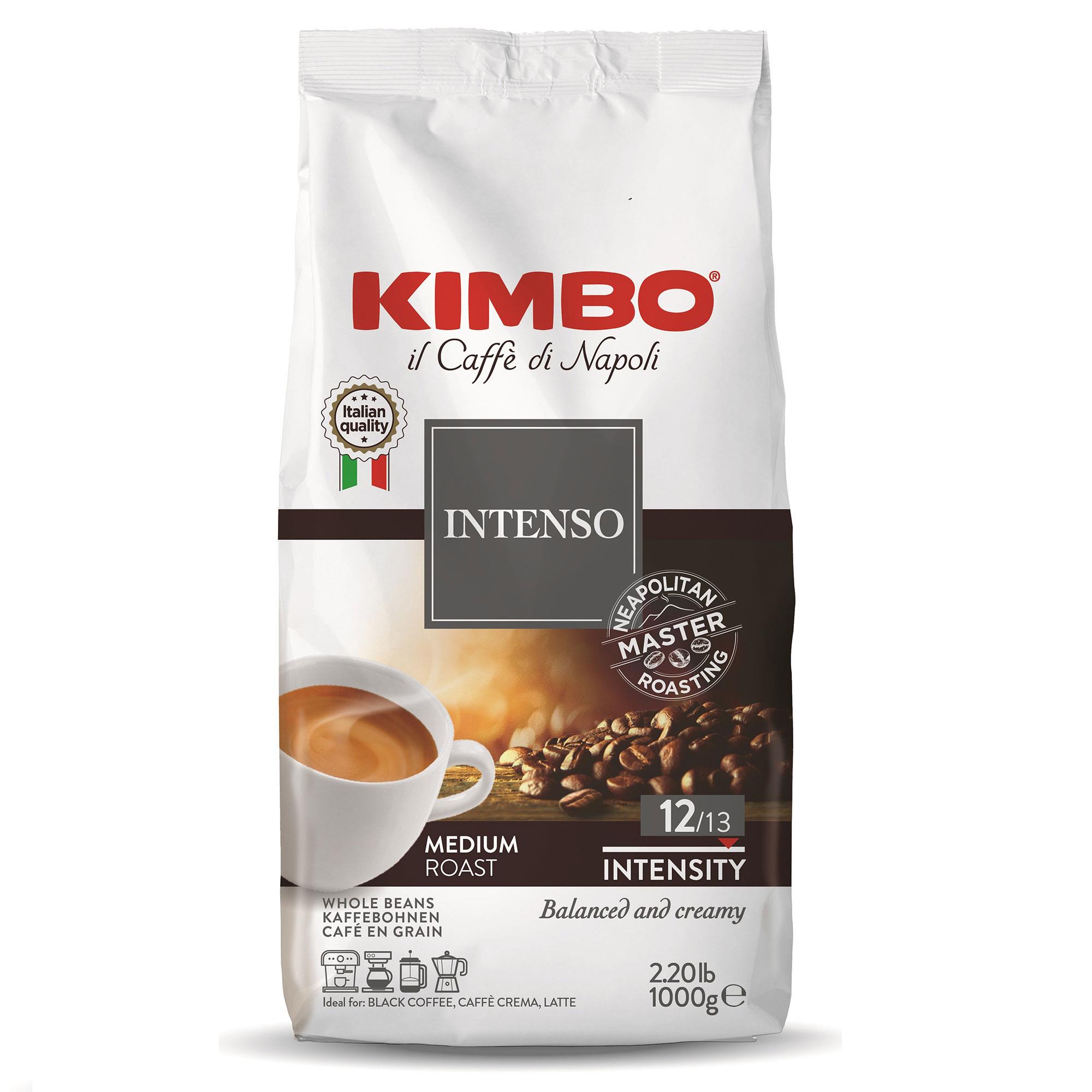 KIMBO INTENSO Çekirdek Kahve | Orta Kavrulmuş | 12/13 Yoğunluk | Dengeli ve Kremsi | İtalya'da Harmanlanmış ve Kavrulmuş | 1 Kg x 2 Adet