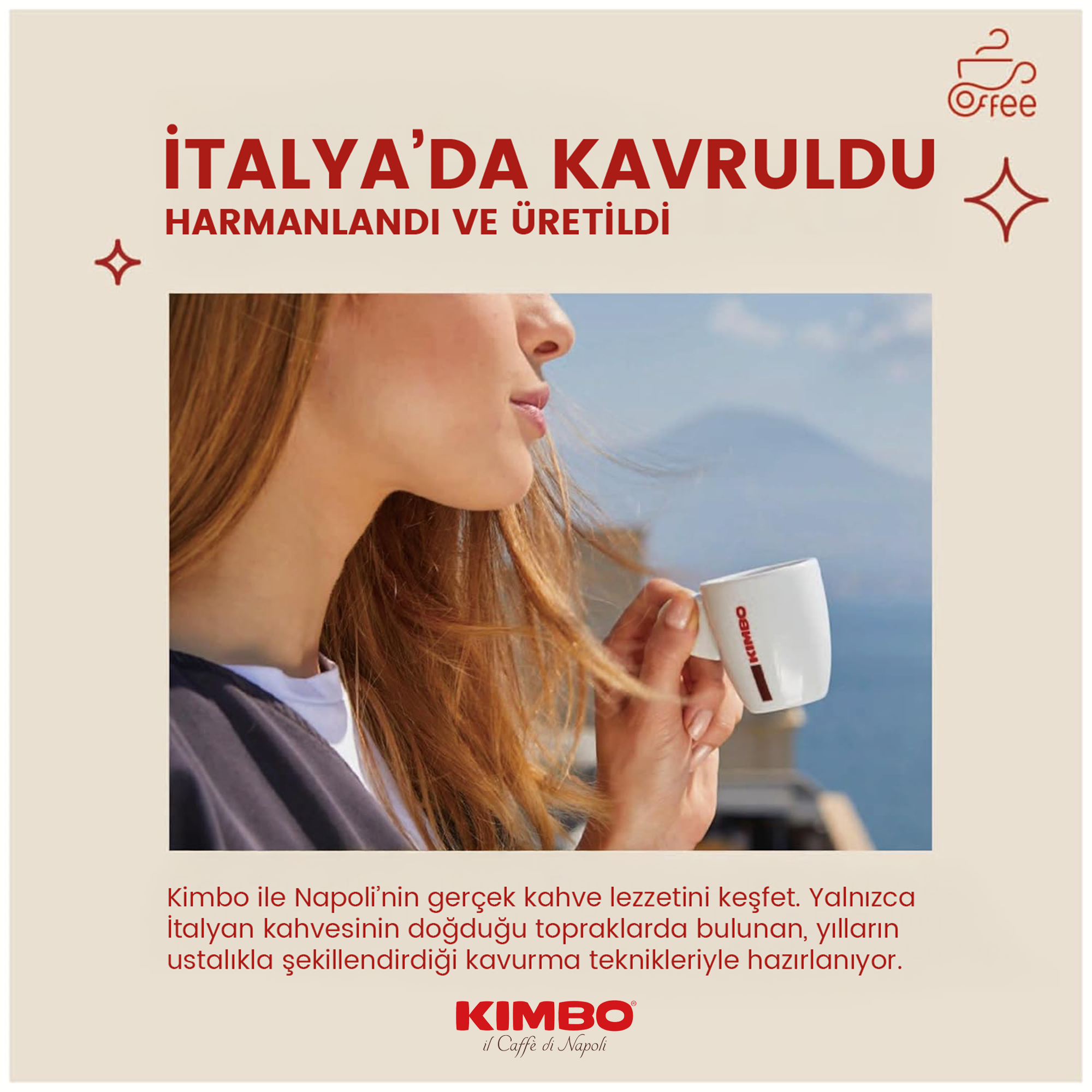 KIMBO INTENSO Çekirdek Kahve | Orta Kavrulmuş | 12/13 Yoğunluk | Dengeli ve Kremsi | İtalya'da Harmanlanmış ve Kavrulmuş | 1 Kg x 6 Adet