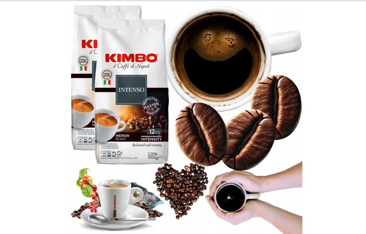 KIMBO INTENSO Çekirdek Kahve | Orta Kavrulmuş | 12/13 Yoğunluk | Dengeli ve Kremsi | İtalya'da Harmanlanmış ve Kavrulmuş | 1 Kg x 2 Adet