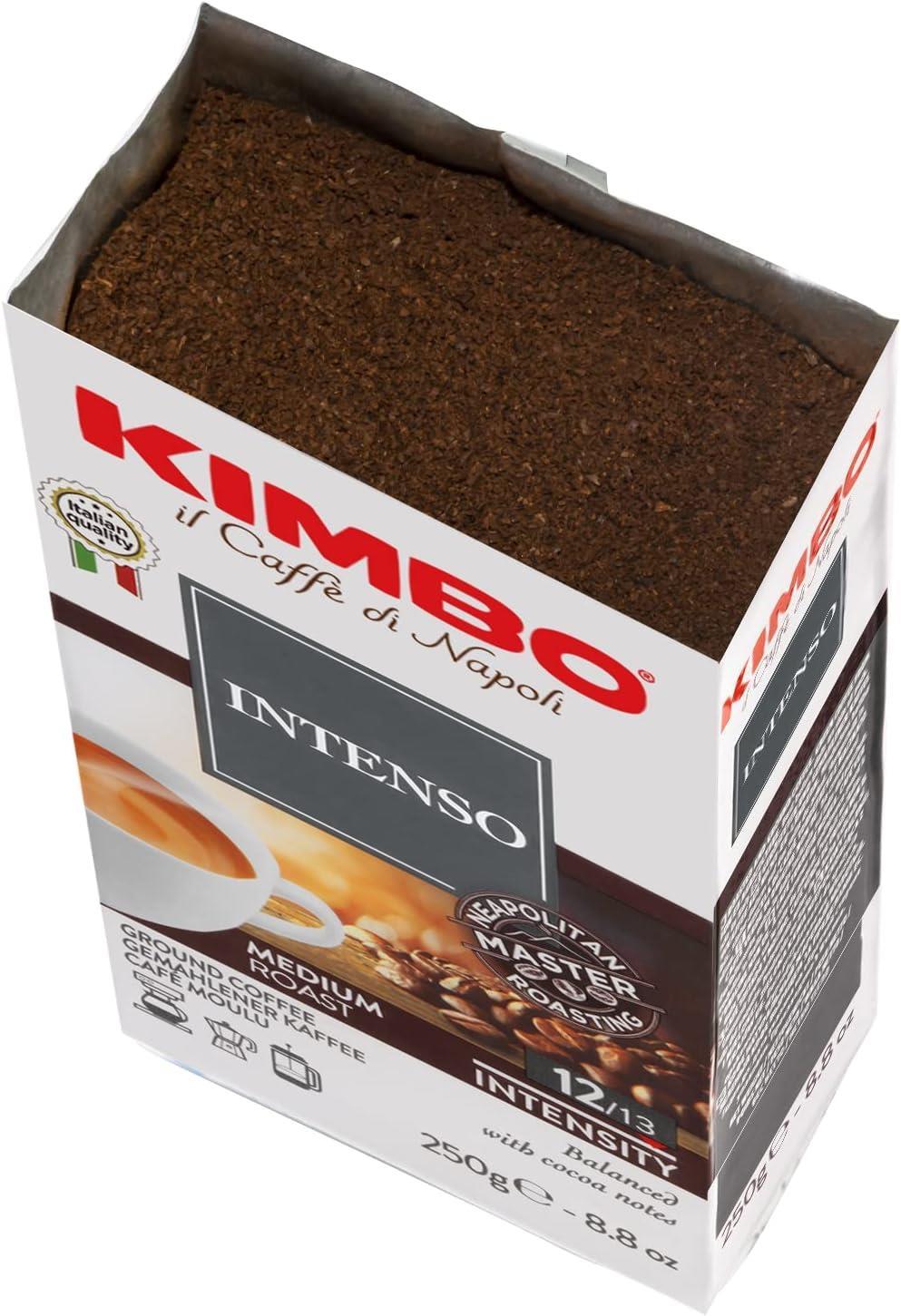 KIMBO INTENSO Filtre Kahve 250 g | İtalya'da Öğütülmüş Orta Kavrulmuş | Kakao Notaları ve Dolgun Gövdeli | Vakum Paket  