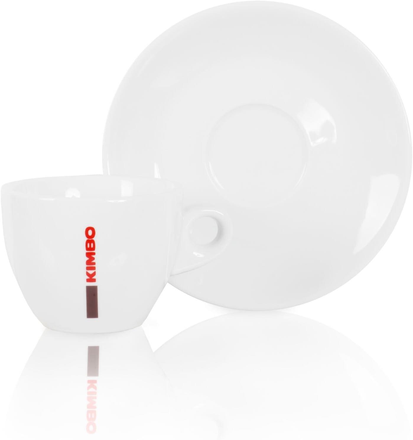 KIMBO Logolu Beyaz Seramik Cappuccino Fincan ve Tabak Seti | 6'lı Orijinal Cappuccino Fincan ve Tabak Seti 180ml (Kaşık Dahil Değildir)