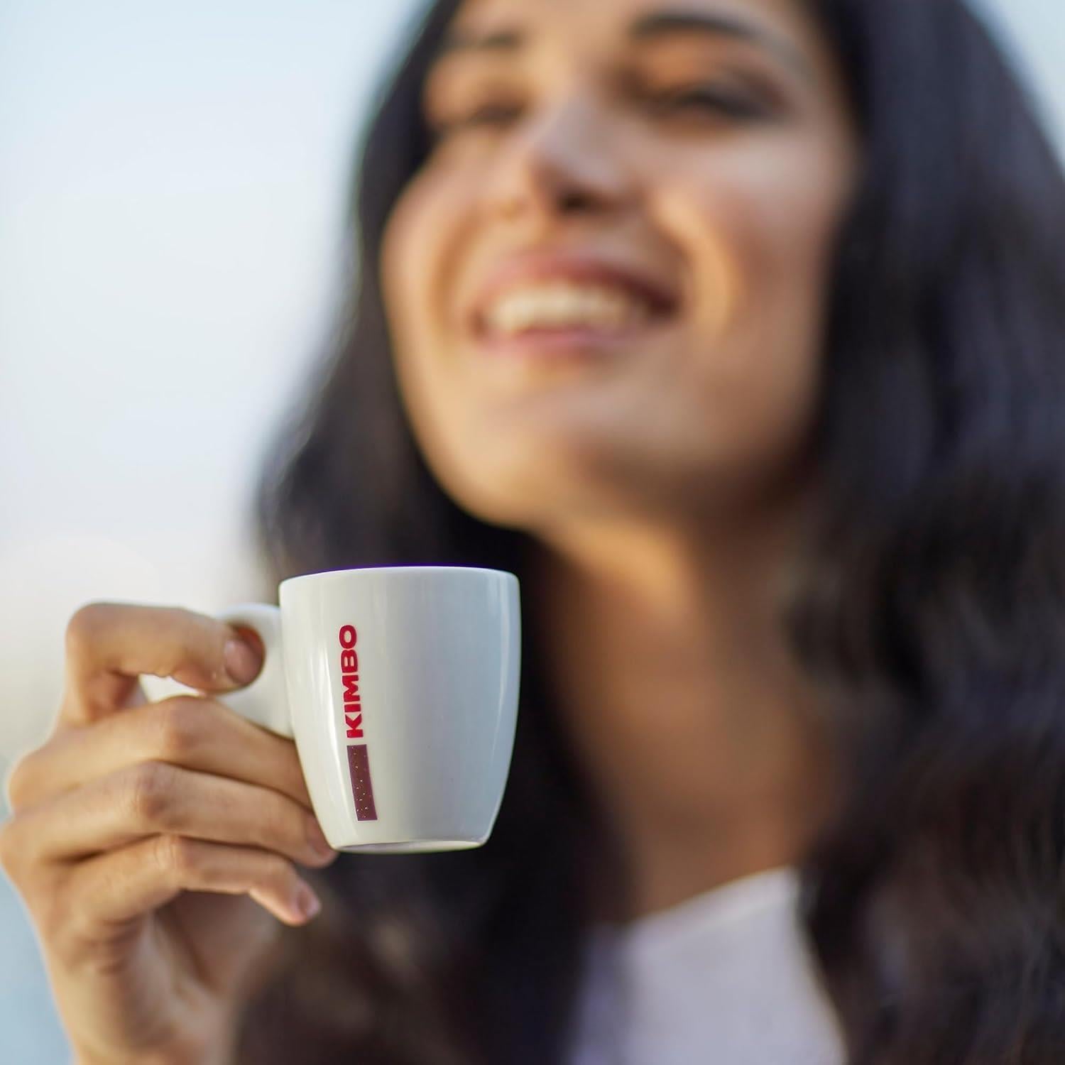 KIMBO Logolu Beyaz Seramik Espresso Fincanı ve Tabağı | Kaliteli, Kalın ve Dayanıklı Espresso Fincanı (Mug) 60 ml (Kaşık Dahil Değildir)