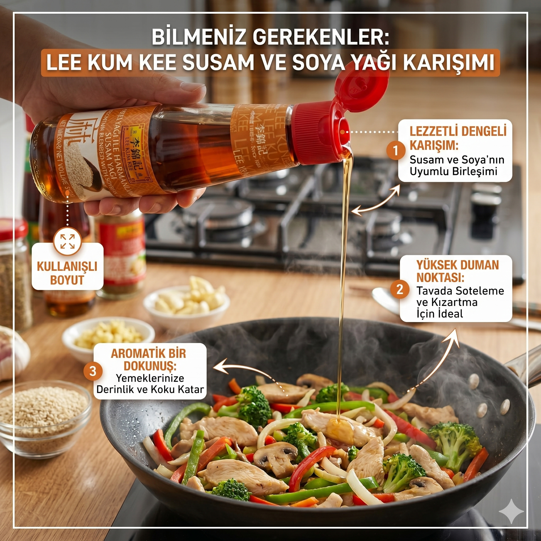 Lee Kum Kee Soya Yağı ile Harmanlanmış Susam Yağı 207 ml