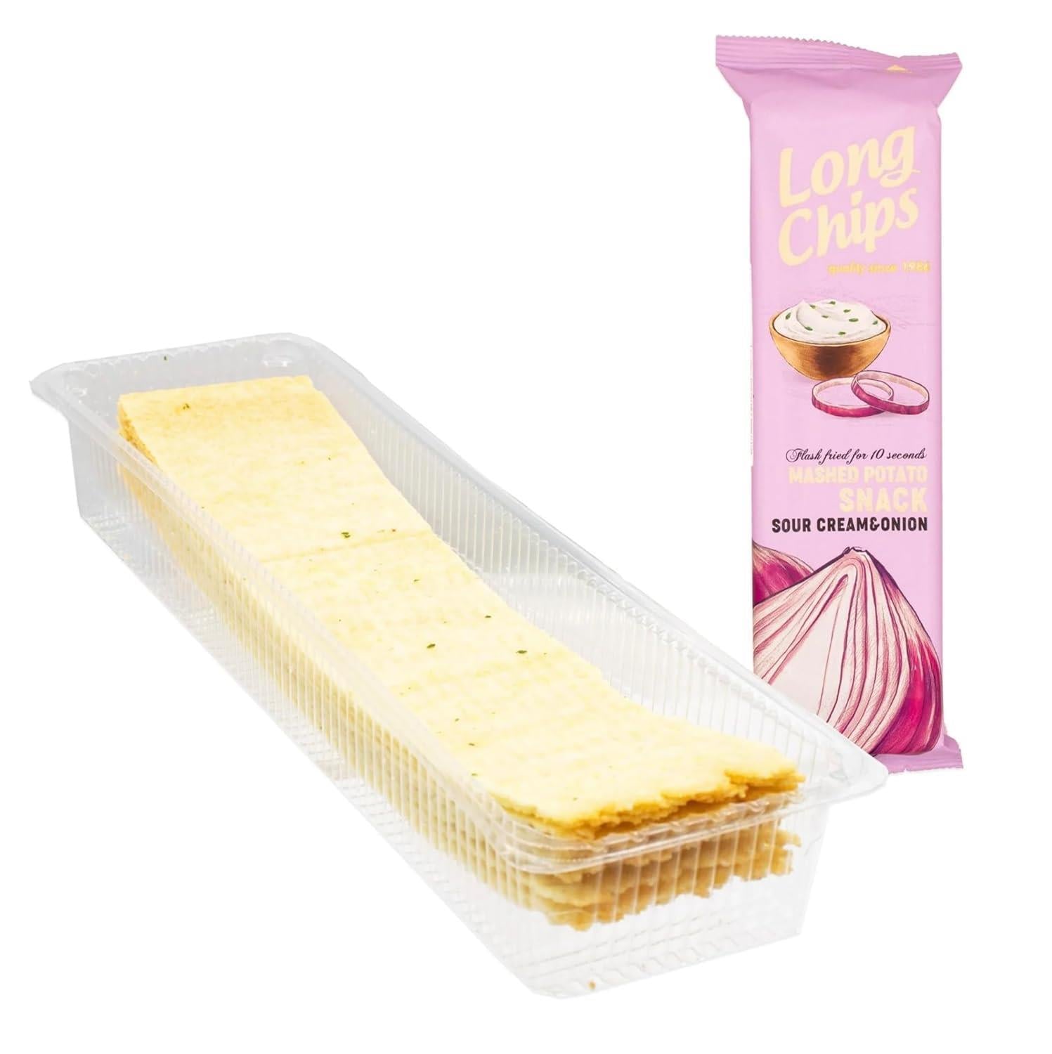 Long Chips Ekşi Kremalı ve Soğanlı Cips | Uzun Cips | Az Yağlı | Letonya Ürünü | 75 g
