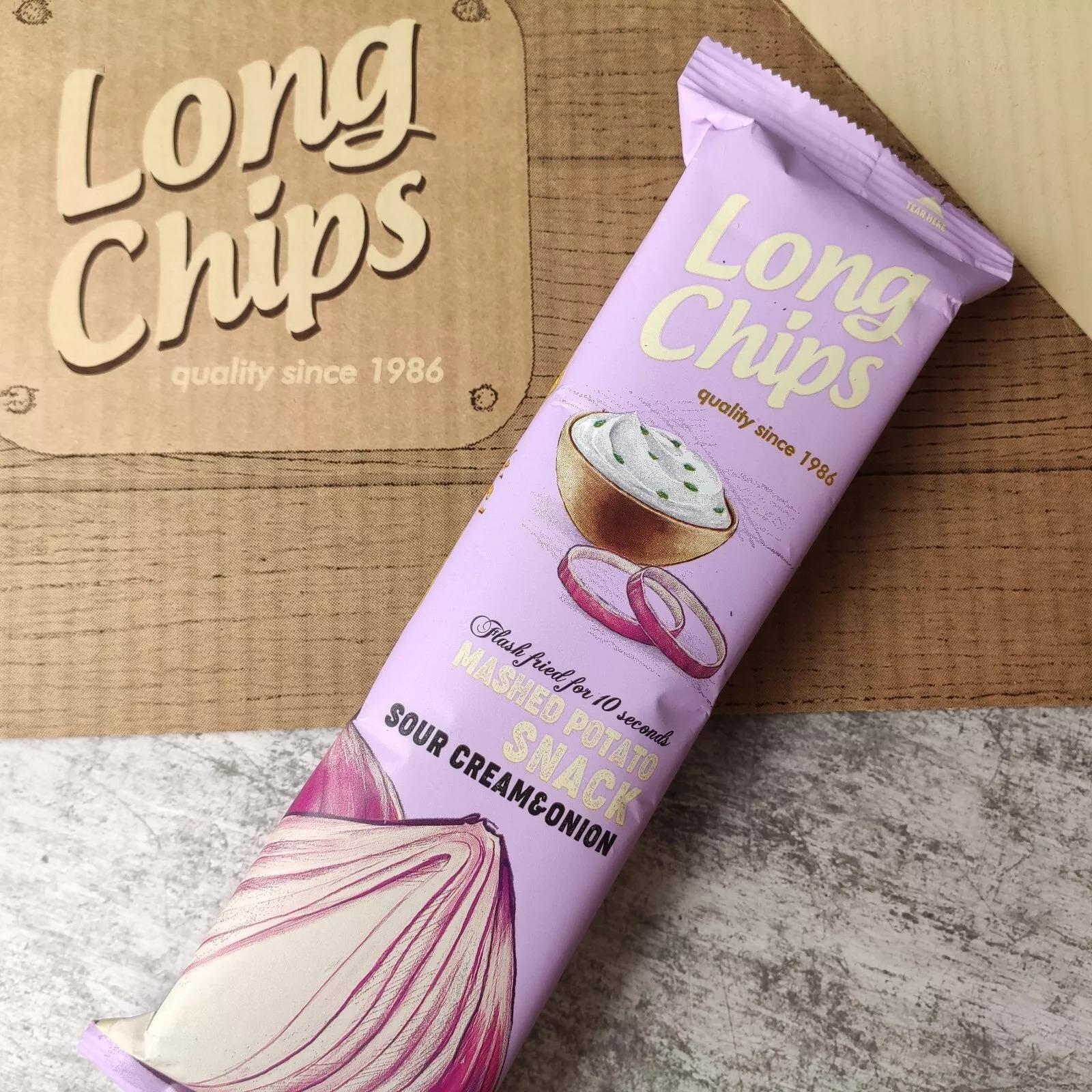 Long Chips Ekşi Kremalı ve Soğanlı Cips | Uzun Cips | Az Yağlı | Letonya Ürünü | 75 g