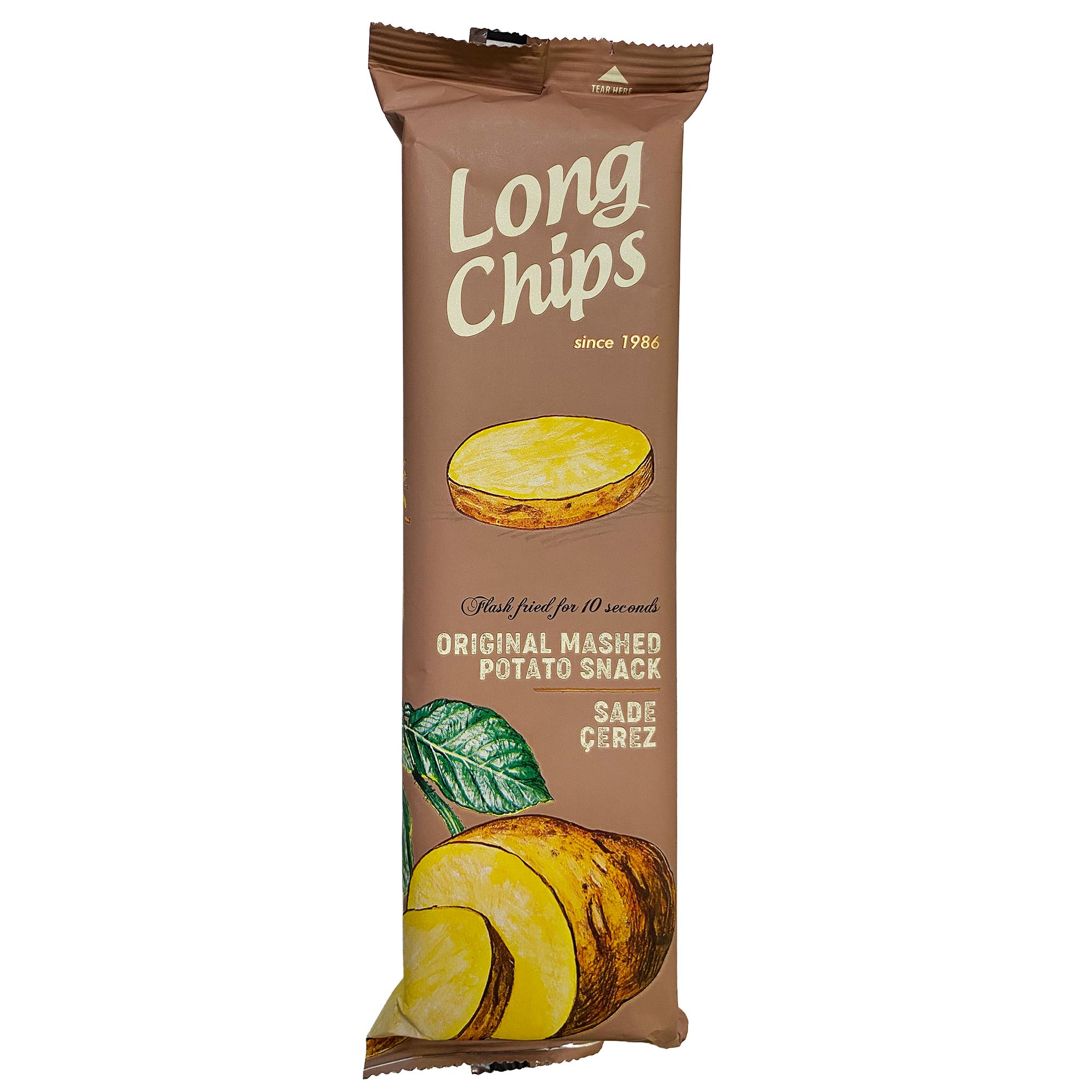 Long Chips Sade Patates Cipsi | Uzun Cips | Az Yağlı | Letonya Ürünü | 75g x 20 Adet