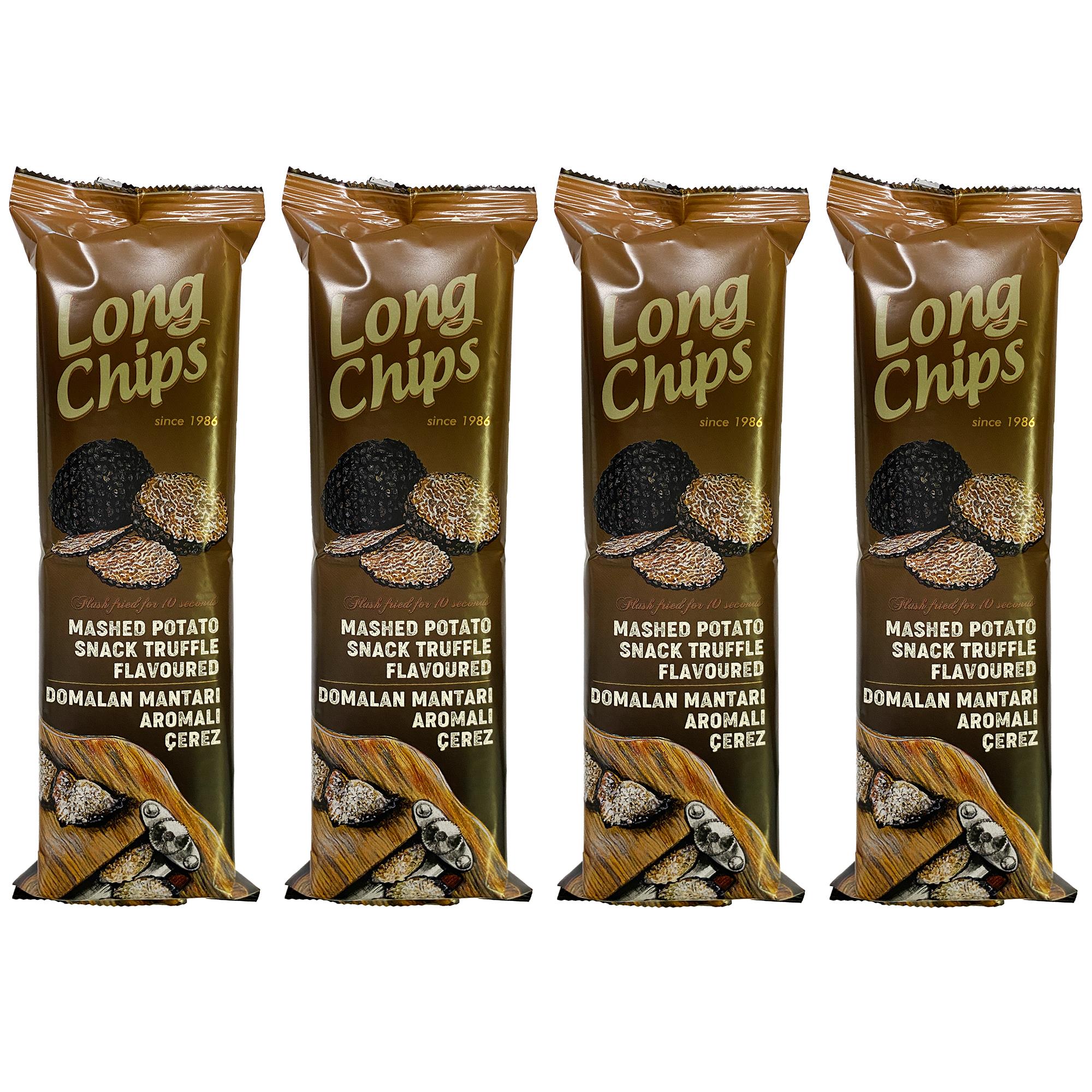 Long Chips Truf Mantar Aromalı Patates Cipsi | Uzun Cips | Az Yağlı | Letonya Ürünü | 75g x 4 Adet