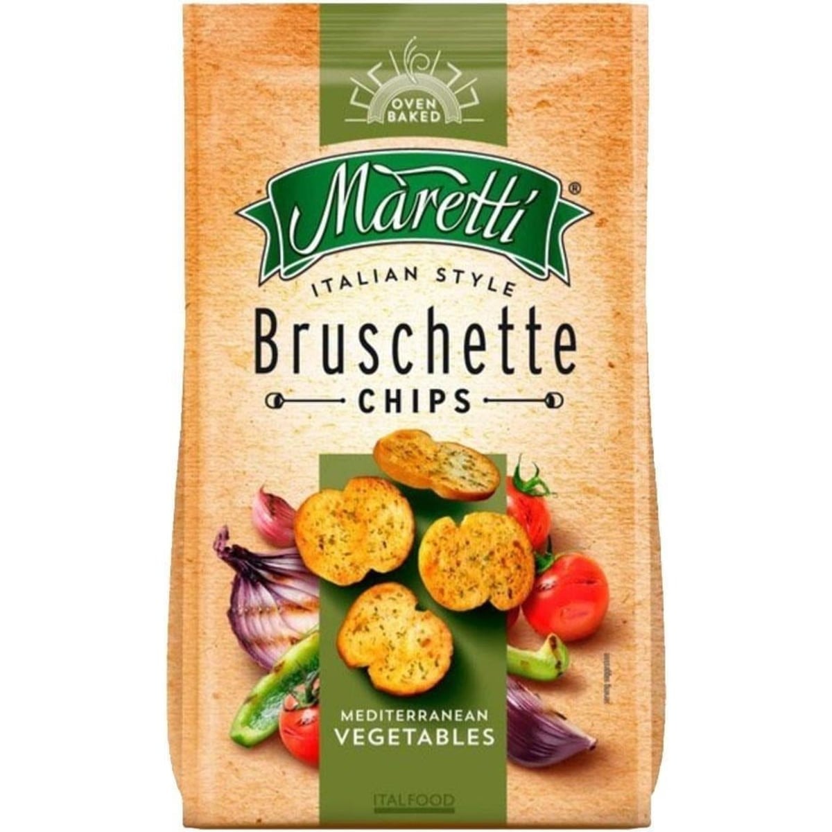 Maretti Bruschette Chips Akdeniz Sebzeli Fırınlanmış Ekmek Cipsi 140 g