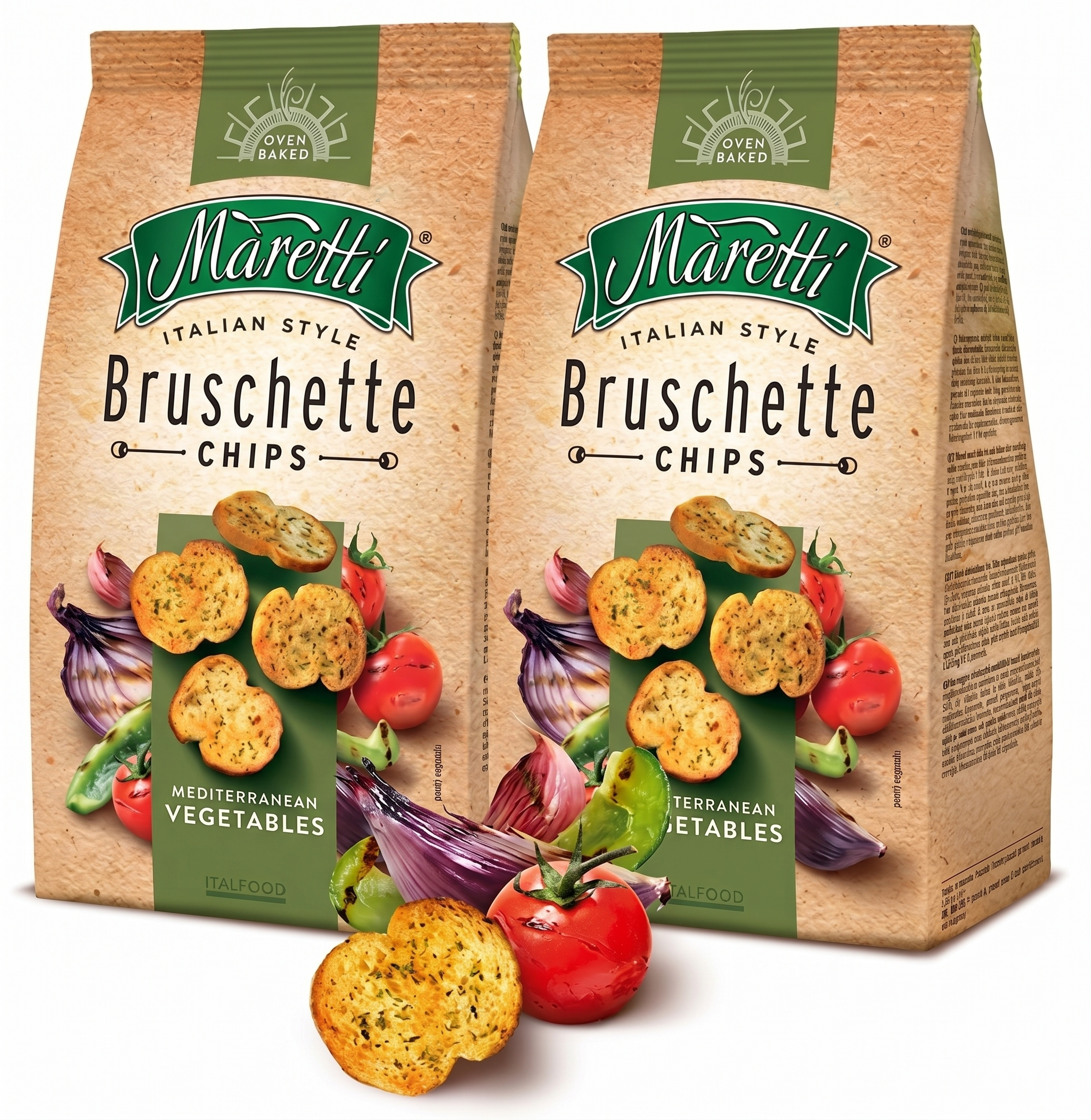 Maretti Bruschette Chips Akdeniz Sebzeli Fırınlanmış Ekmek Cipsi 140 g x 2 Adet