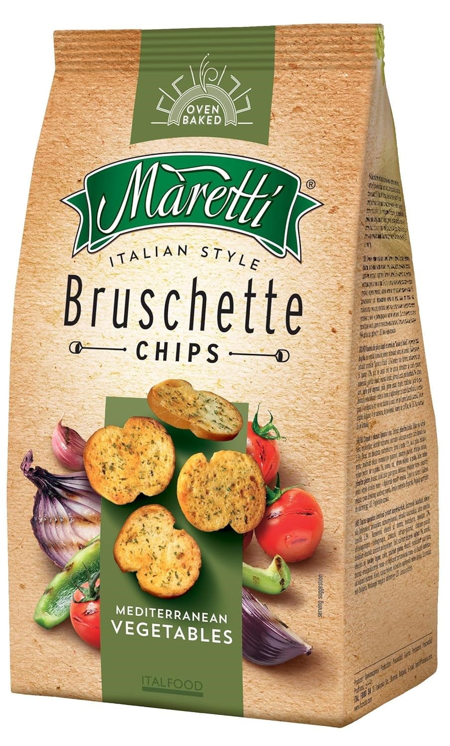 Maretti Bruschette Chips Akdeniz Sebzeli Fırınlanmış Ekmek Cipsi 140 g