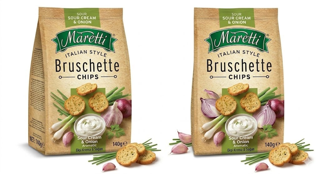 Maretti Bruschette Chips Ekşi Krema ve Soğanlı Ekmek Cipsi 140 g x 2 Adet