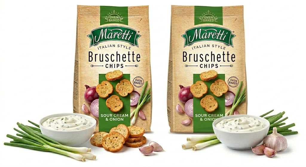 Maretti Bruschette Chips Ekşi Krema ve Soğanlı Ekmek Cipsi 140 g x 2 Adet