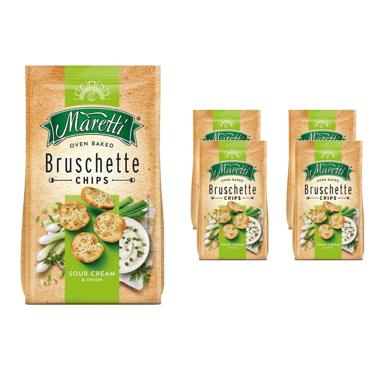 Maretti Bruschette Chips Ekşi Krema ve Soğanlı Ekmek Cipsi 140 g x 4 Adet